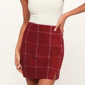 Lulu's Red & White Plaid Mini Skirt
